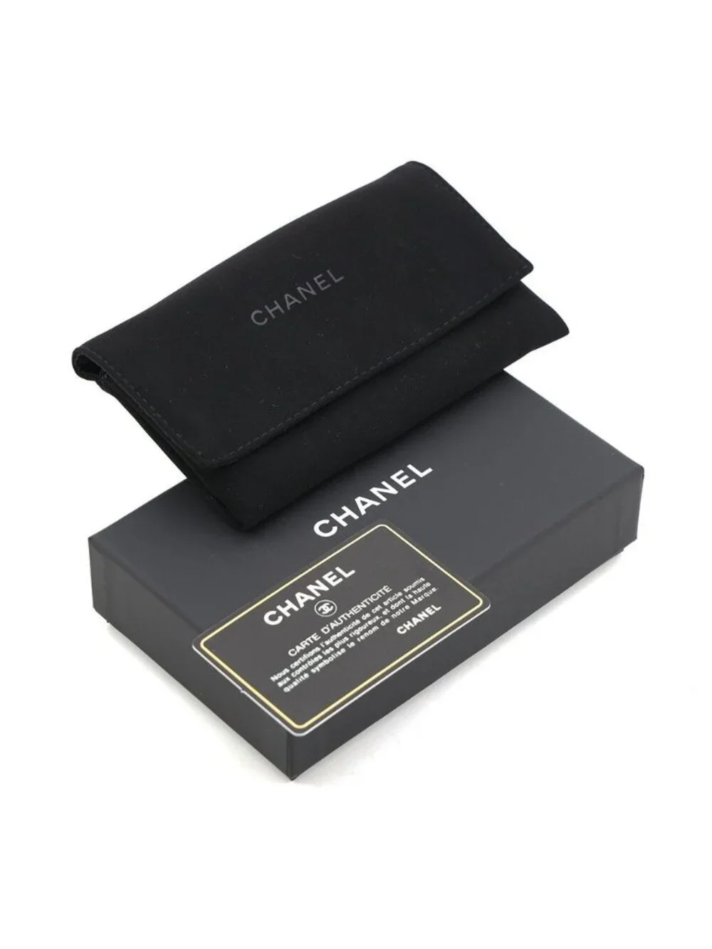 Chanel Card Case Quilted CC Logo Lambskin Business Black